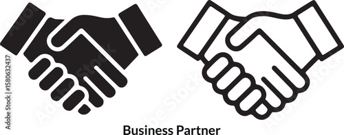 Modern business partnership icon with diverse color options and clean typography