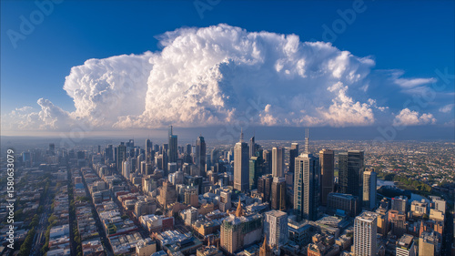 Wallpaper Mural 都市が広がる積乱雲を望む空撮風景 Torontodigital.ca