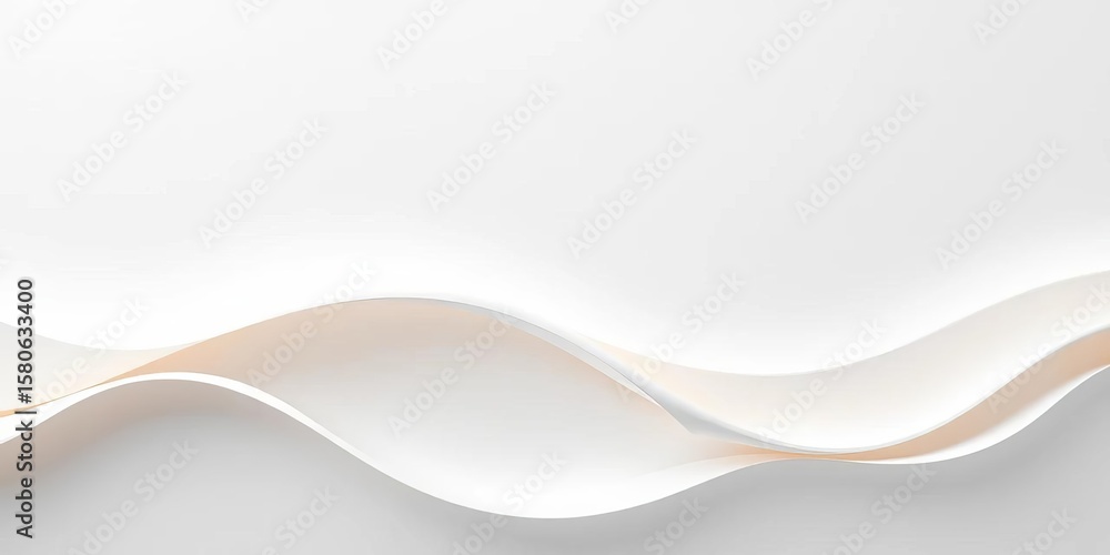 Obraz premium Abstract white paper cut wave background Elegant, flowing curves create a modern design, flowing, geometric