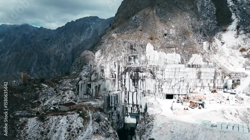 4K Drone Footage of Marble Quarry in Carrara, Tuscany – Aerial View of Industrial Landscape