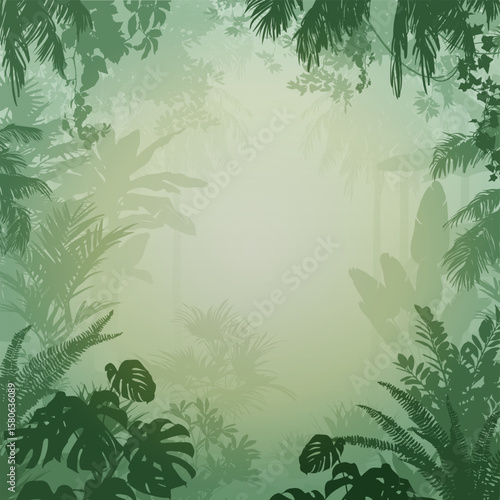 Vector background with tropical plants.