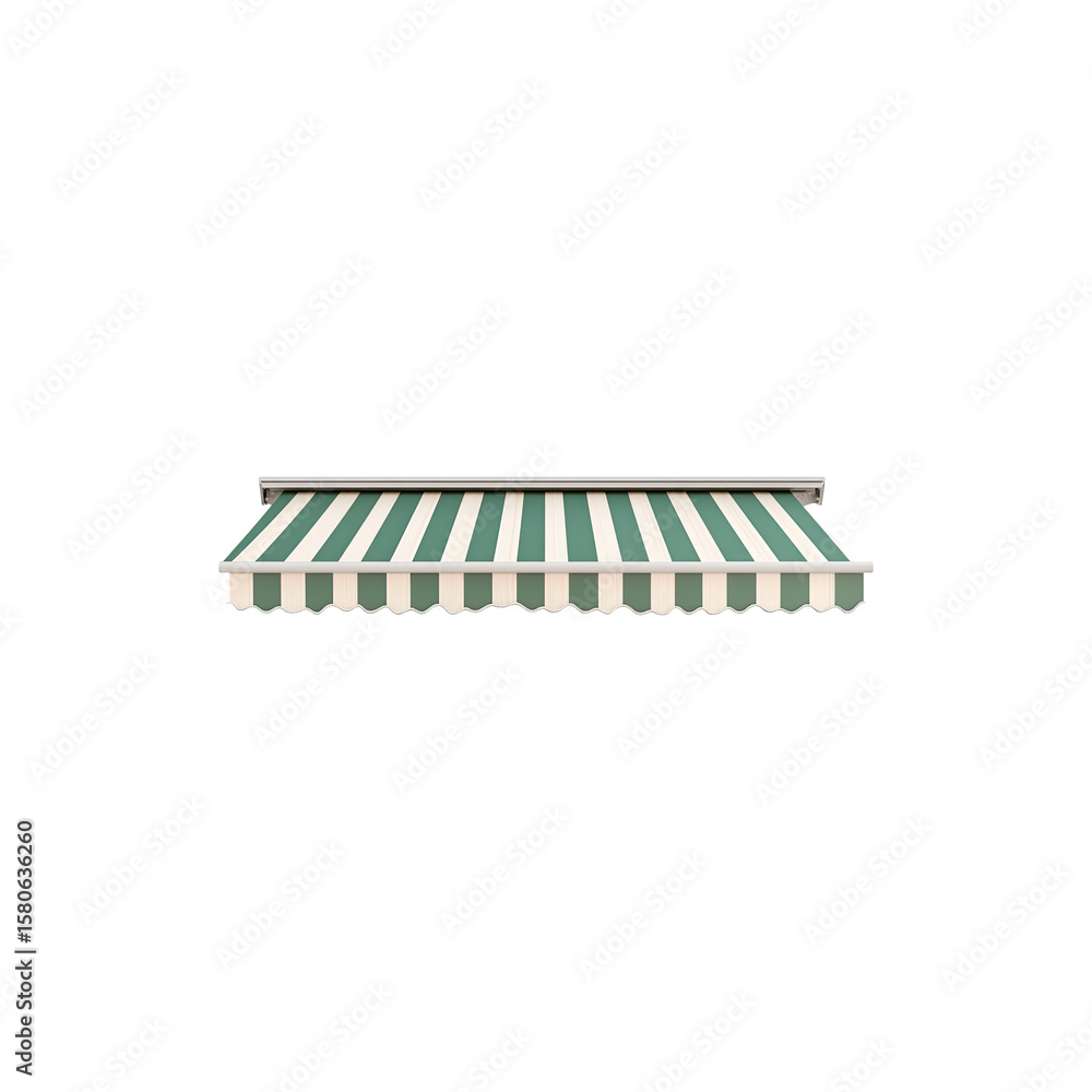 Classic Striped Awning for Sunshade and Outdoor Decor Isolated on White Background Classic Striped Awning for Sunshade and Outdoor Decor Isolated on White Background