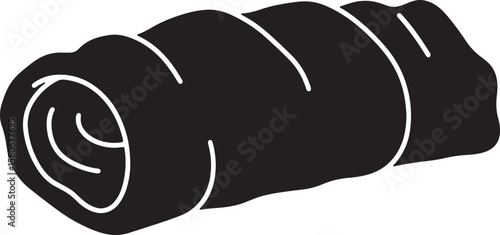 Silhouette illustration of a rolled up sleeping bag ready for outdoor camping adventures