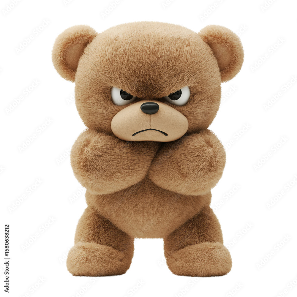 Fototapeta premium Cute but Angry Teddy Bear Icon with Clear Background