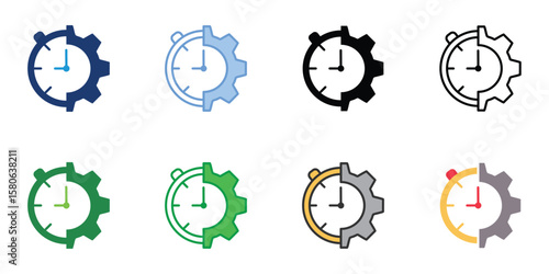 Efficiency Icons Set Vector Multiple Style Collection
