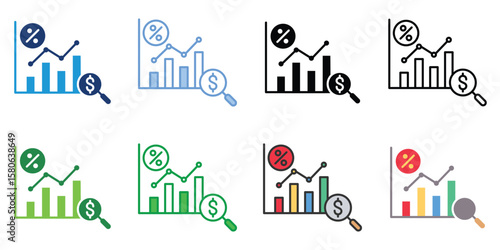 Ebitda Icons Set Vector Multiple Style Collection