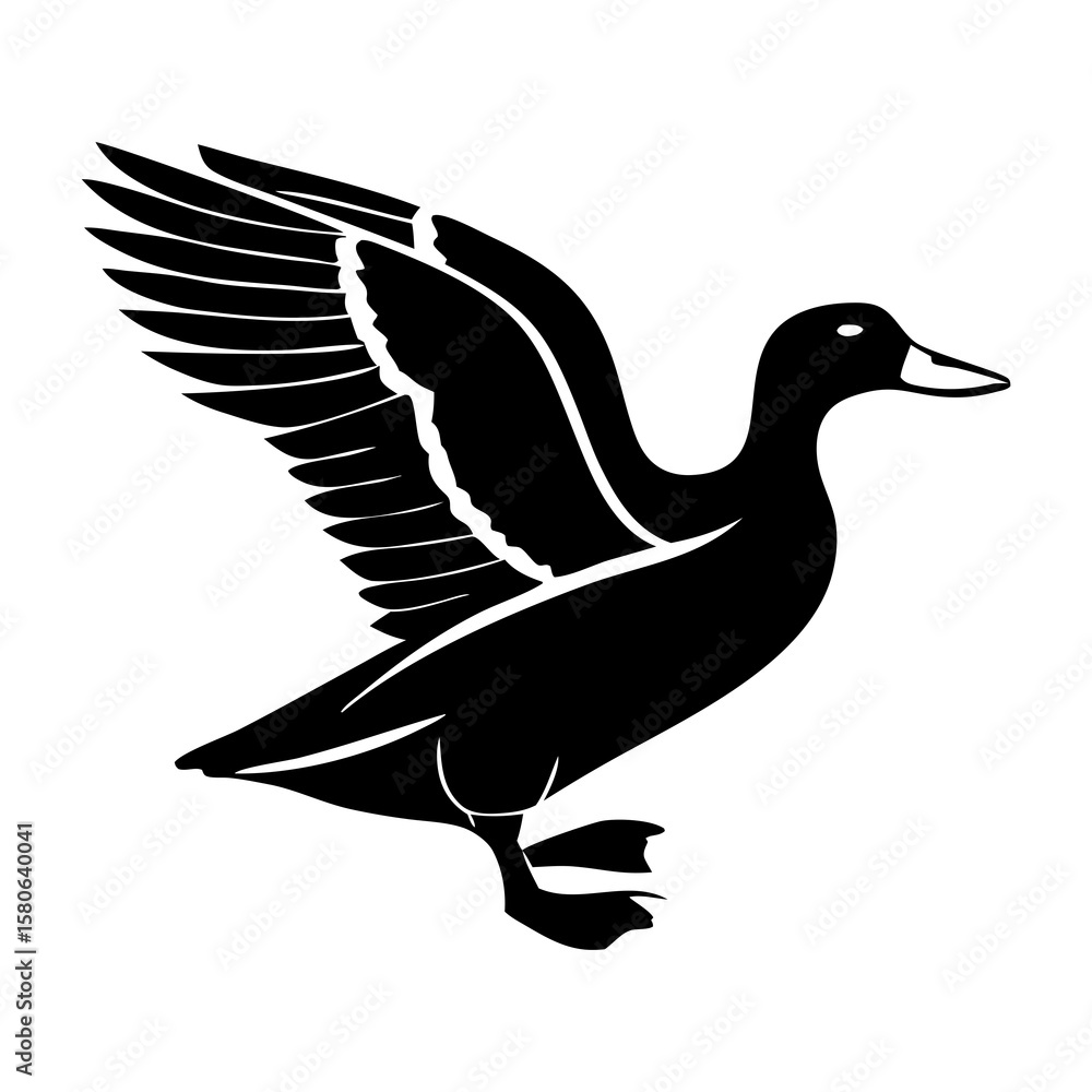Obraz premium A Duck Silhouette Vector Illustration