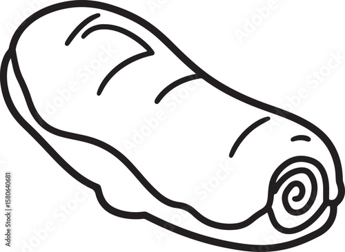 Vector illustration of a delicious fresh spring roll with detailed outline style