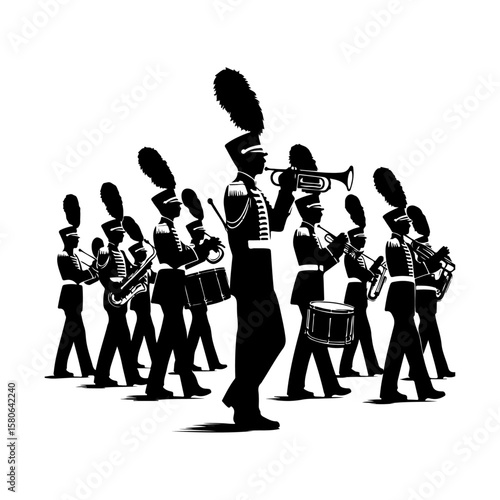 marching band silhouette, marching band vector