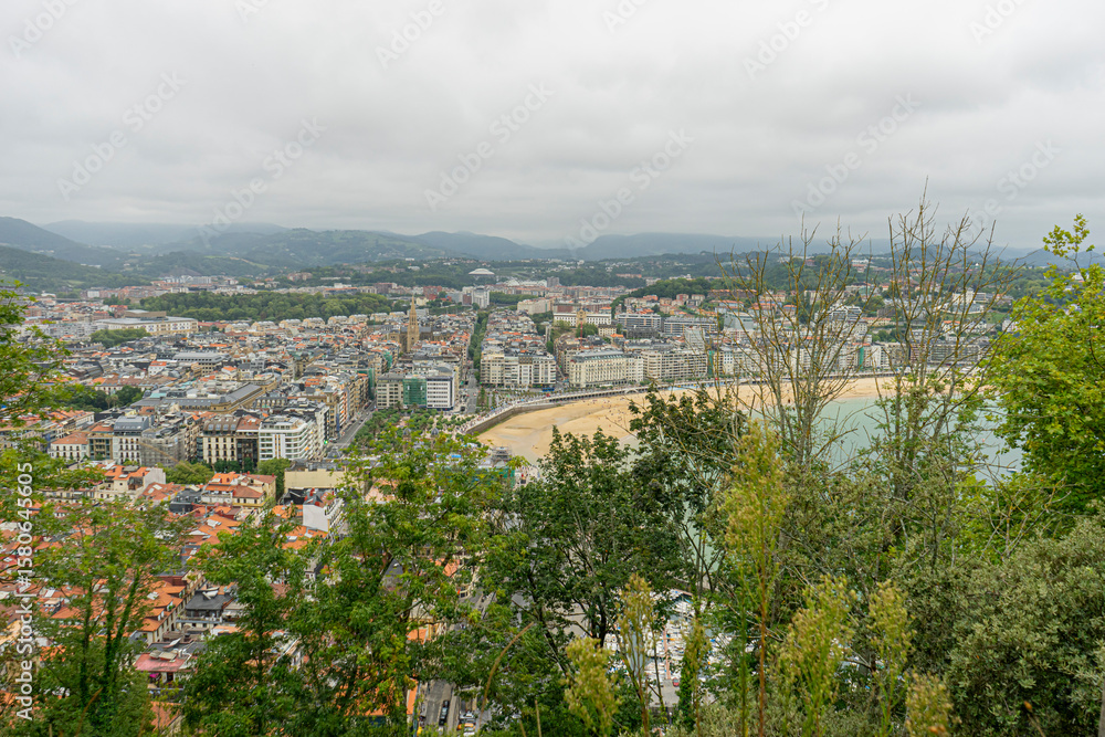 Fototapeta premium Aerial View of San Sebastian, Spain with Coastal Landscape