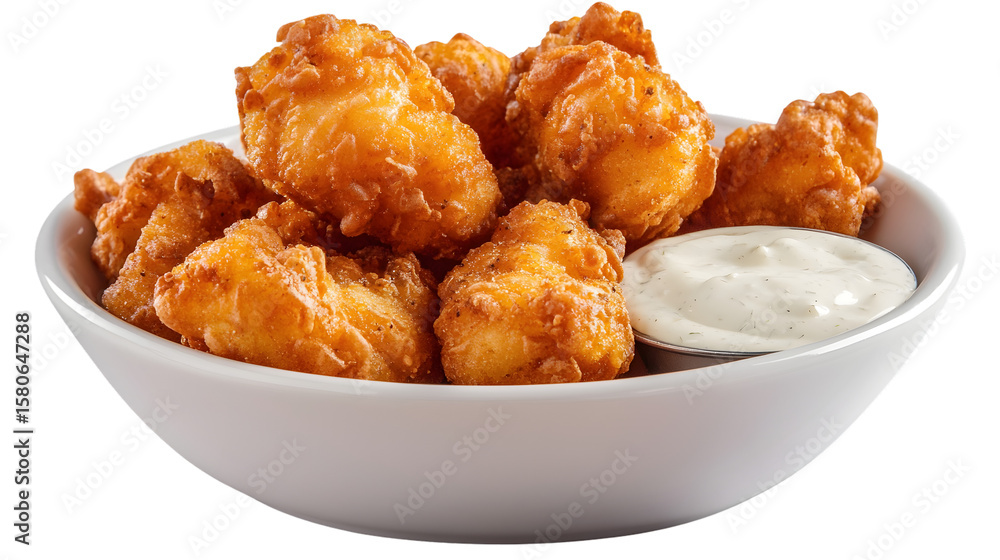 Bowl of Fried Cheese Curds with Dipping Sauce Bowl of Fried Cheese Curds with Dipping Sauce