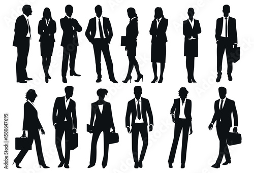 Business people, set of vector silhouettes