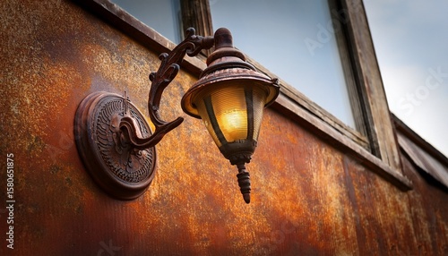 lamp with rusty metal casing
