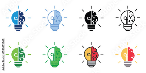 Intellectual Icons Set Vector Multiple Style Collection