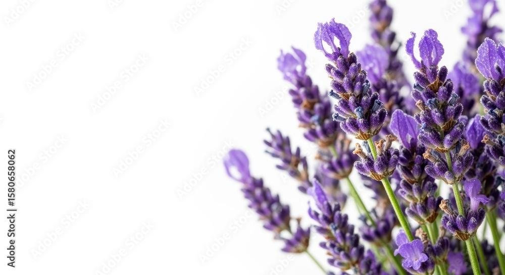 Naklejka premium Lavender flowers in vibrant purple hues against a white background.