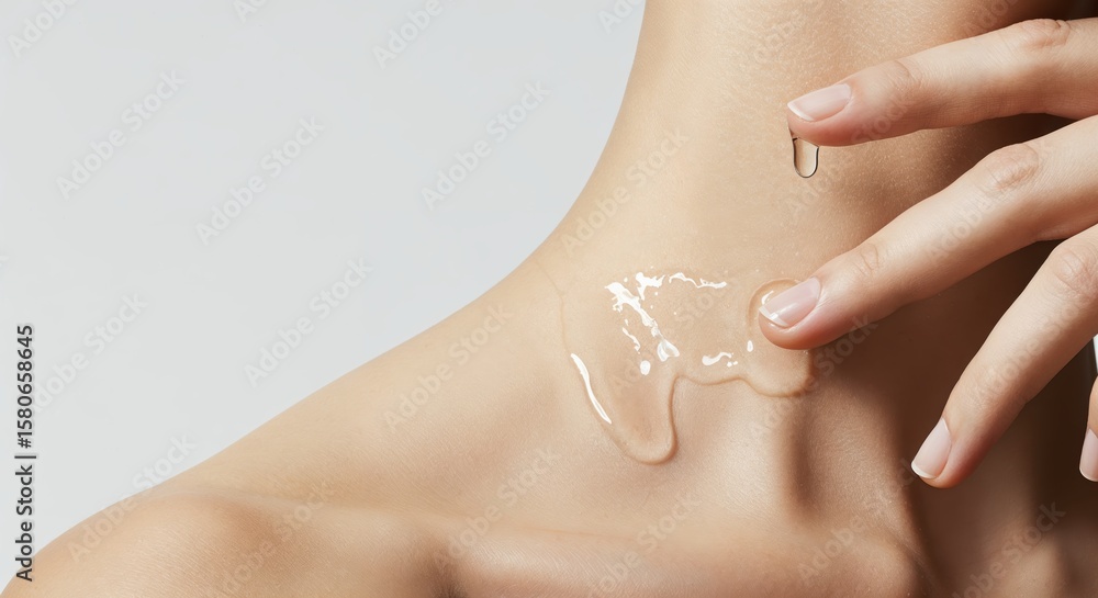 Fototapeta premium Smooth skin with lotion application on the neck.