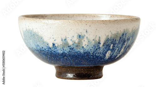 A glazed ceramic cereal bowl with footed base variant 3804, white background --ar 16:9