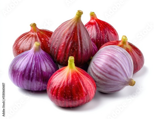 Wallpaper Mural Fresh Sweet Red and Purple Figs with Smooth Skin and Stems on White Background for Healthy Eating and Organic Food Concept Torontodigital.ca