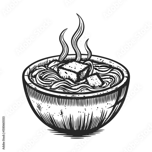 Flavorful french onion soup in a bowl with crouton for warmth and comfort. Hot french onion soup in a bowl presented with steam and toasted croutons, an appetizing traditional soup.