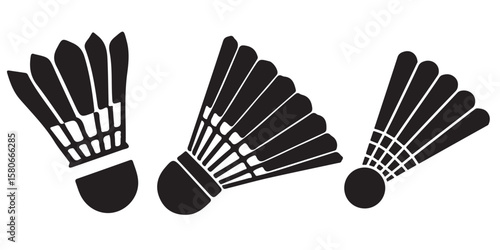 set vector various Badminton Shuttlecock Badminton shuttlecock icon vector silhouettes, 