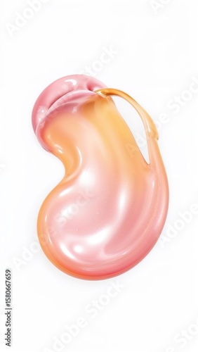 Gradient cream liquid swirl fluid 3D abstract trendy splash shape on plain white background