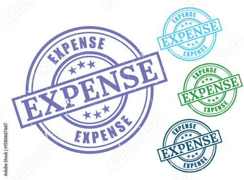 Expense Grunge Rubber Stamp Collection, Cost Management Vector Set  