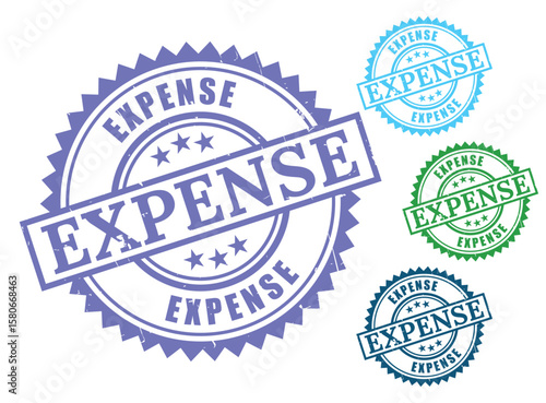 Accounting Expense Stamp Pack, Grunge Style Financial Label Collection  