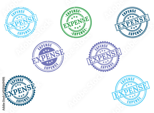 Diverse Expense Grunge Rubber Stamp Collection, Financial Cost Vector Set