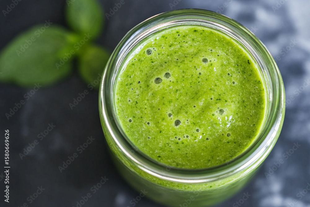 Healthy Green Smoothie in Glass Jar Healthy Green Smoothie in Glass Jar