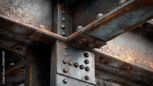 Wallpaper Mural Industrial steel beam junction with precise welding details Torontodigital.ca