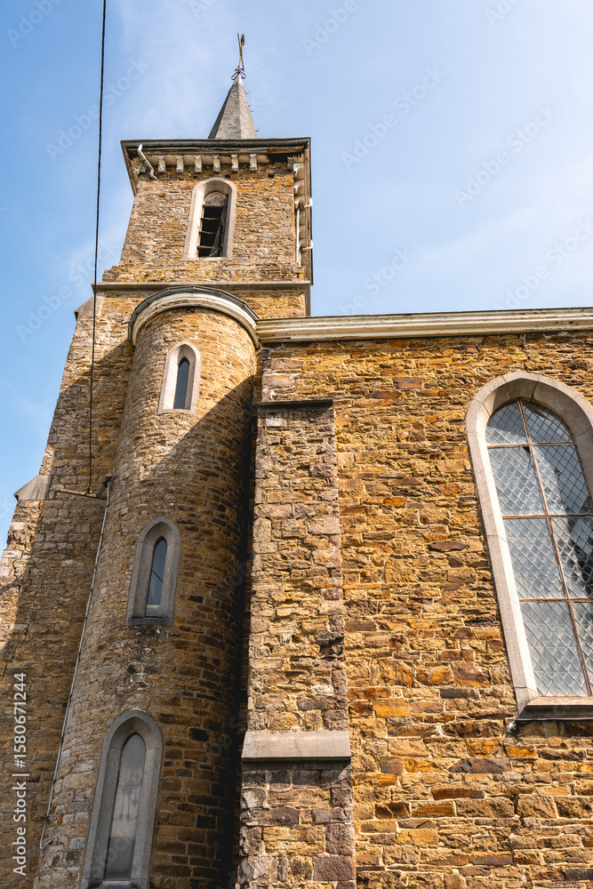 Fototapeta premium Outside of an old abandoned church somewhere in Belgium.