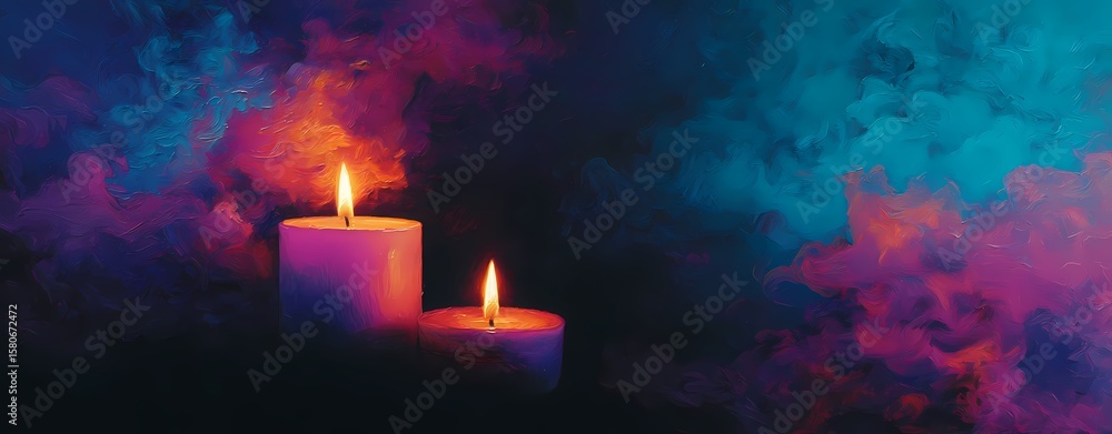 custom made wallpaper toronto digitalTextured Candle Expressionism, Impasto candle art with vibrant flames and textured wax painting, abstract impasto candle artwork glowing with colorful flames, Abstract Impasto Flame Art