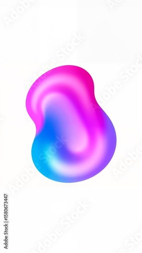 Gradient neon pink neon blue liquid swirl fluid 3D abstract trendy splash shape on plain white background