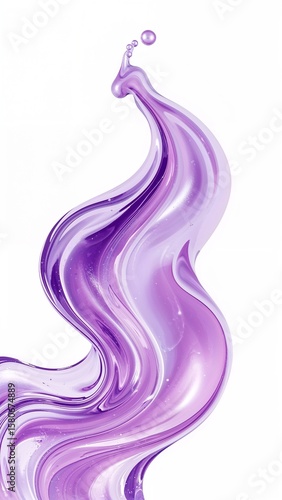 Gradient purple liquid swirl fluid 3D abstract trendy wave shape on plain white background