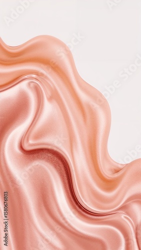Gradient tan blush fabric swirl fluid 3D abstract trendy twist shape on plain white background