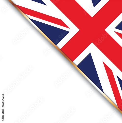 banner with flag of United Kingdom, corner banner with gold frame