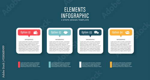 Modern infographic design with business icons and text. Marketing infographic layout with 4 steps or processes