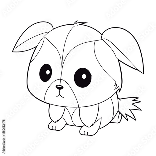 Coloring Page Of cartoon cute Hedgehog kawai Coloring Book for kids.