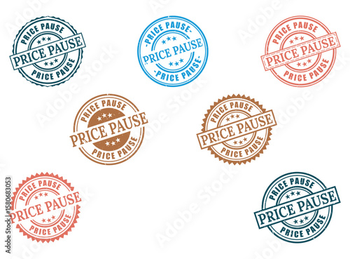 Diverse Price Pause Grunge Rubber Stamp Collection, Price Freeze Vector Set