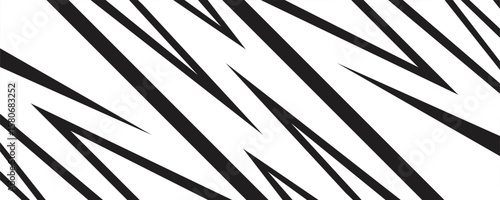 Abstract black and white background with spikes and zigzag line pattern