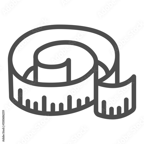 Ruler for measuring waist size line icon, sewing tools concept. Vector graphics. Tape ruler for width measure sign on white background, outline style icon for mobile or web design.