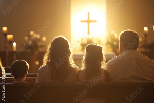Wallpaper Mural Family worships together during evening church service Torontodigital.ca