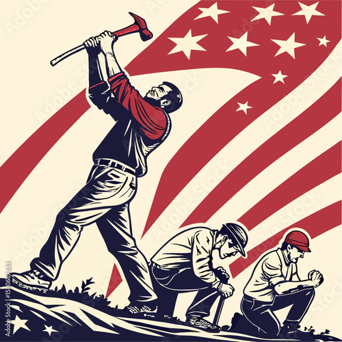 Retro cartoon illustration of an American football player with a ball