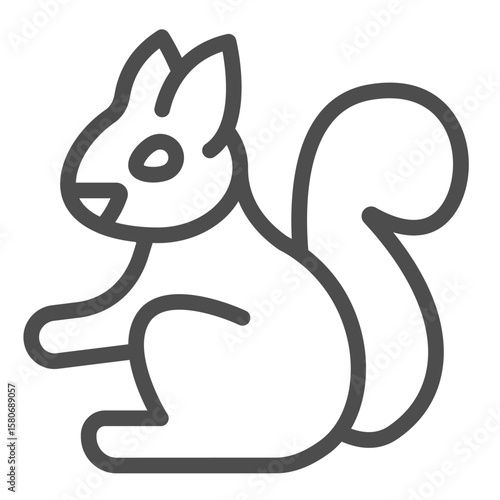Squirrel with bushy tail line icon, spring season concept. Vector graphics. Forest squirrel, animal sign on white background, outline style icon for mobile or web design.