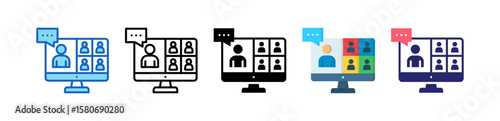 Online Meeting Multiple Style Icon Set Collection. 