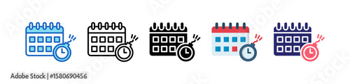 Deadline Multiple Style Icon Set Collection. 