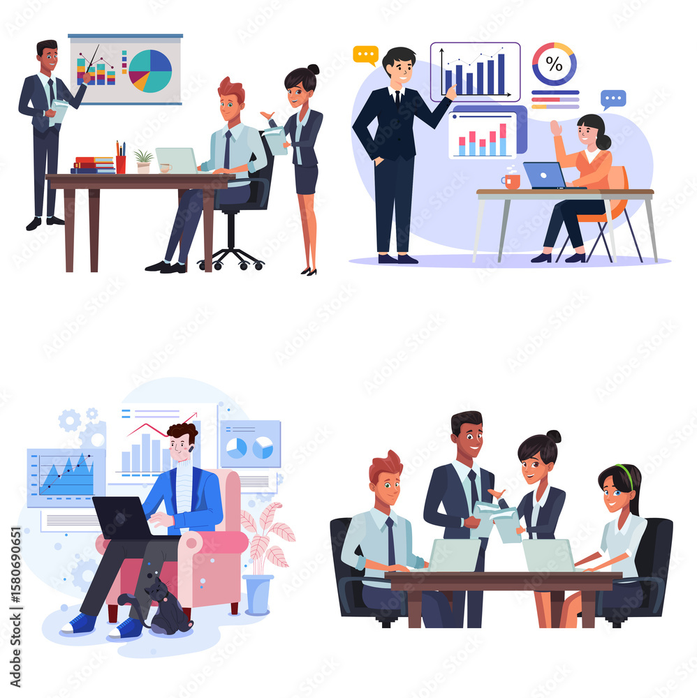 Siluet vektor orang-orang bisnis kartun mengatur ikon tim sukses di kantor Siluet vektor orang-orang bisnis kartun mengatur ikon tim sukses di kantor