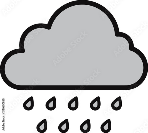 Rain Cloud Icon: Simple Gray Design