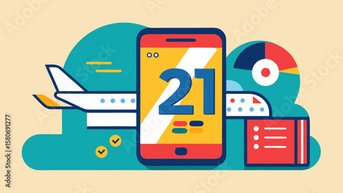 Airline ticket purchase via mobile payment illustration for modern finance app