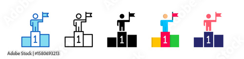 Podium Multiple Style Icon Set Collection. 